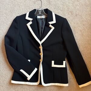 Tahari Black Blazer with White Trim